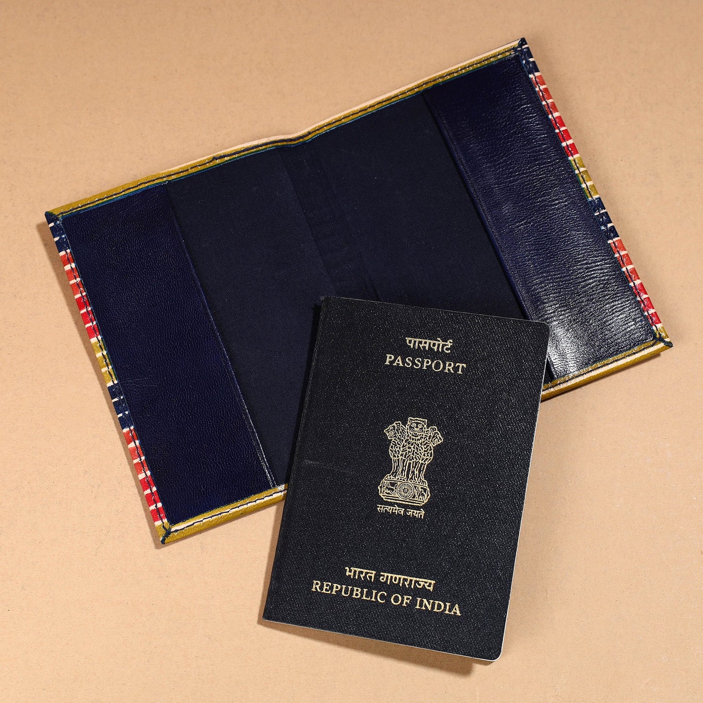 Handcrafted Embossed Leather Passport Cover