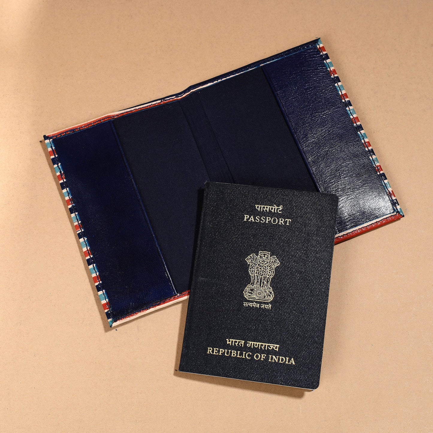 Handcrafted Embossed Leather Passport Cover