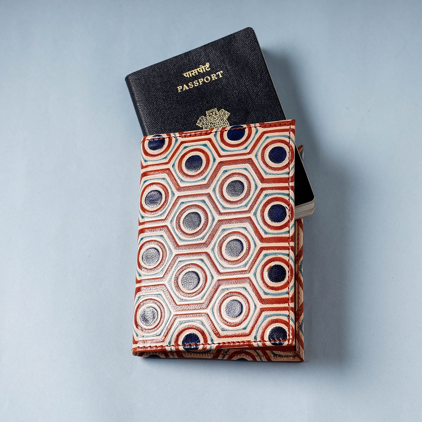 Handcrafted Embossed Leather Passport Cover
