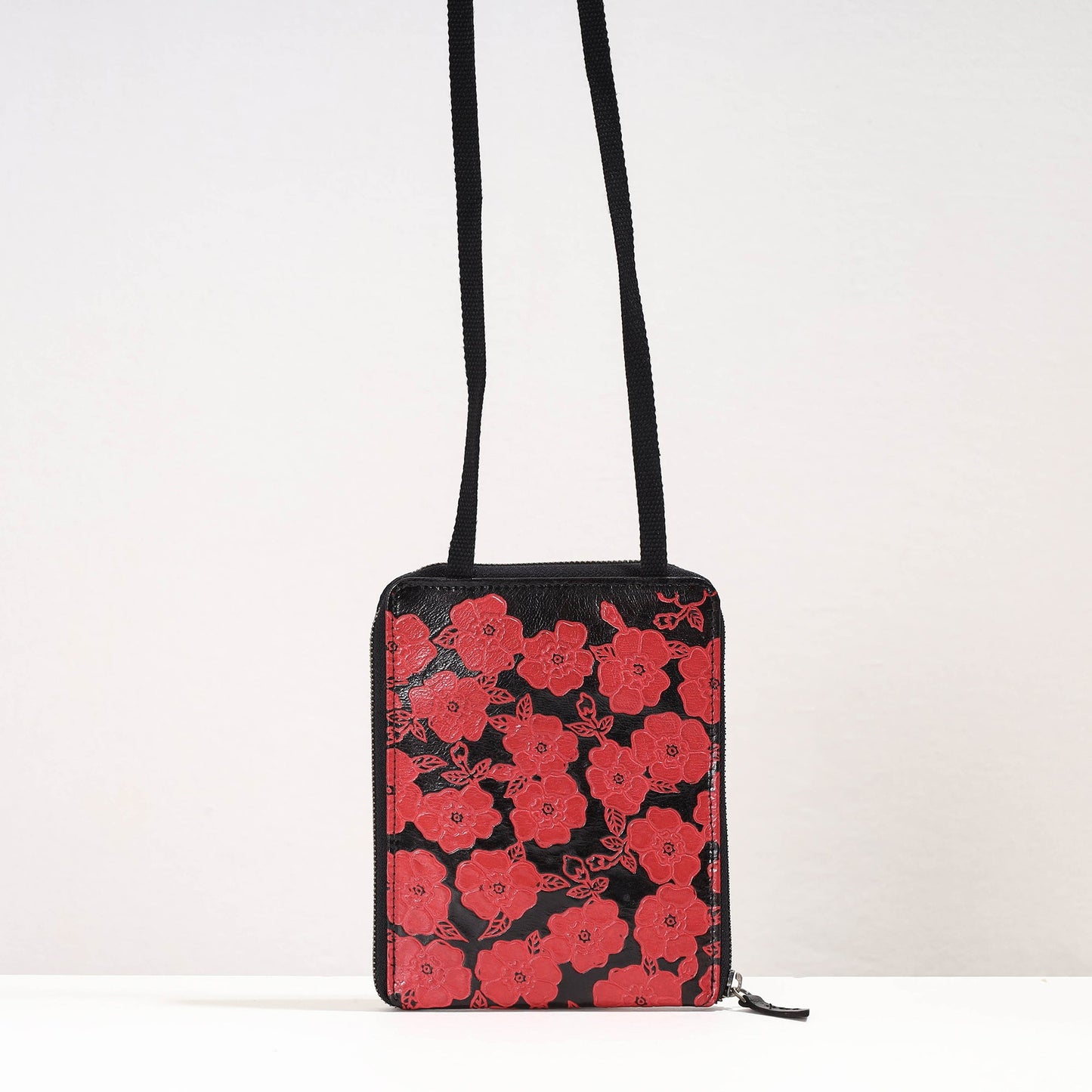 Handcrafted Embossed Leather Passport Holder Sling Bag