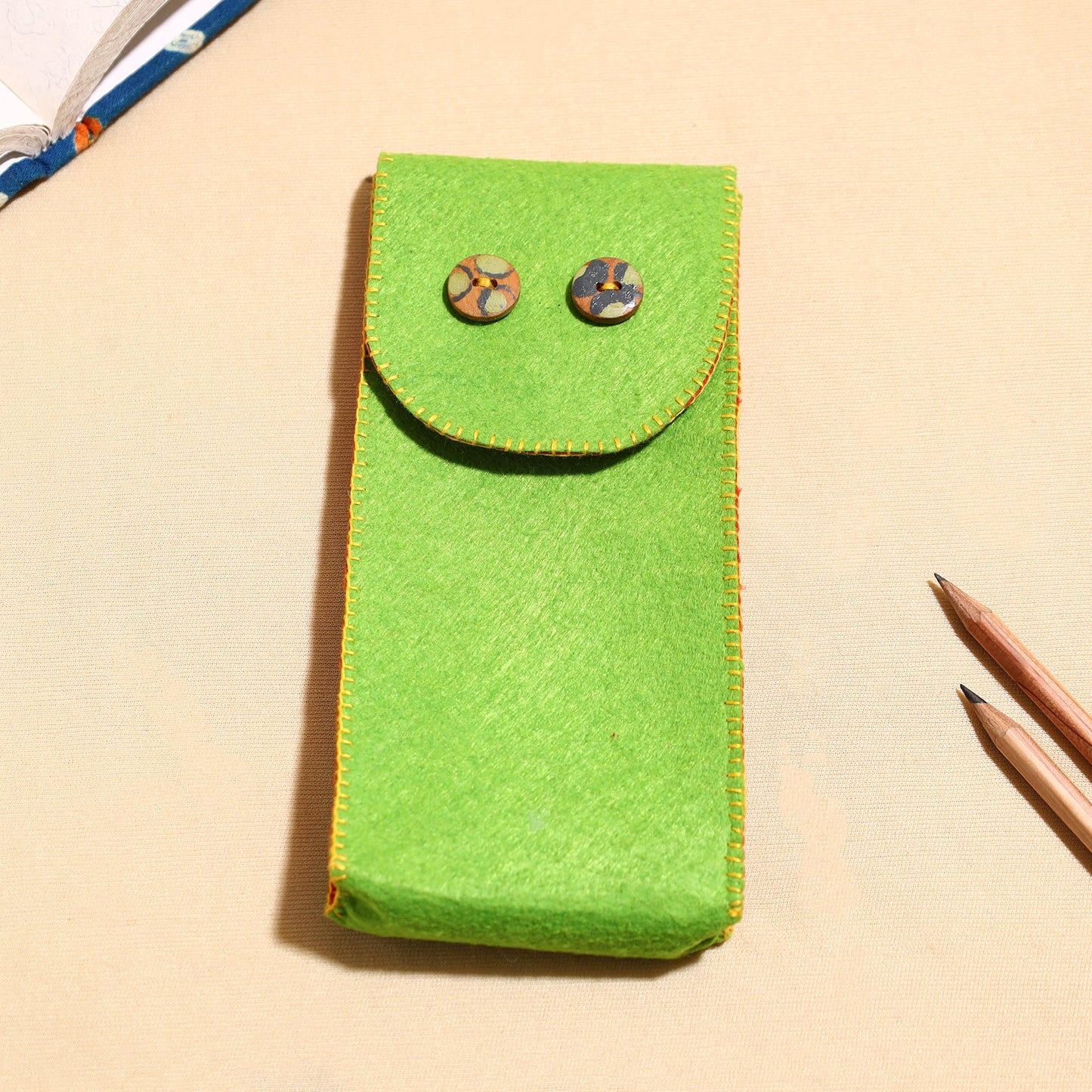 Handcrafted Embroidered Felt Pencil Pouch