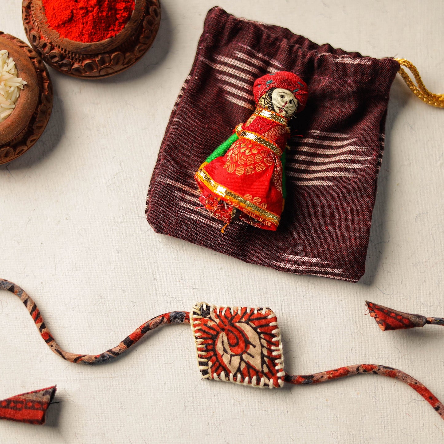Handcrafted Embroidery Fabart Rakhi 02