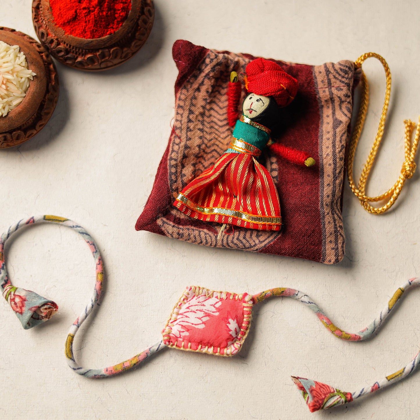 Handcrafted Embroidery Fabart Rakhi 06