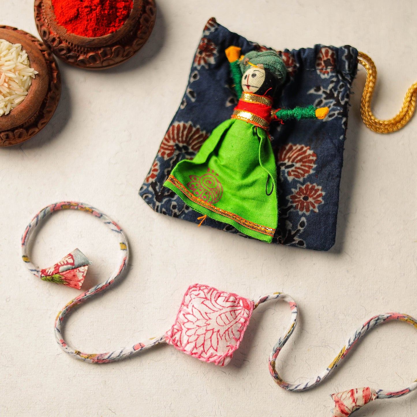 Handcrafted Embroidery Fabart Rakhi 08