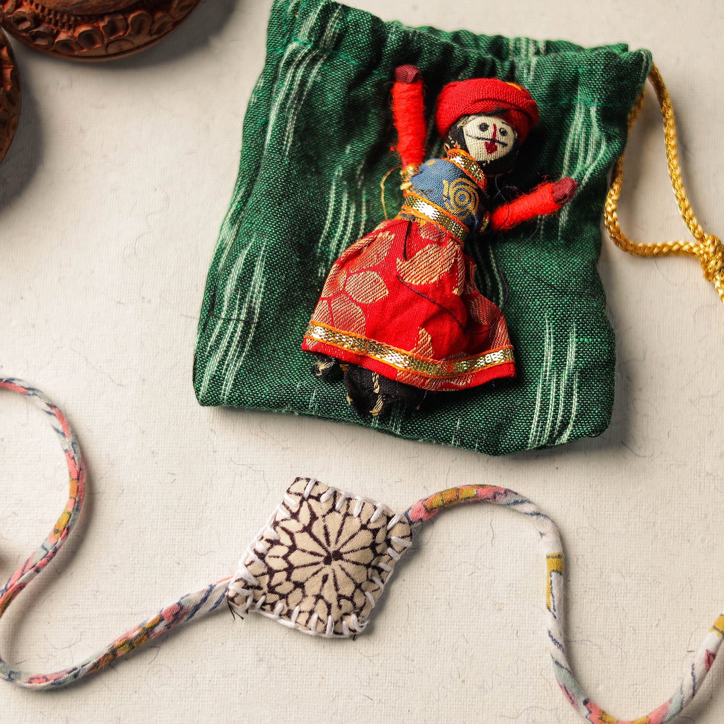 Handcrafted Embroidery Fabart Rakhi 16