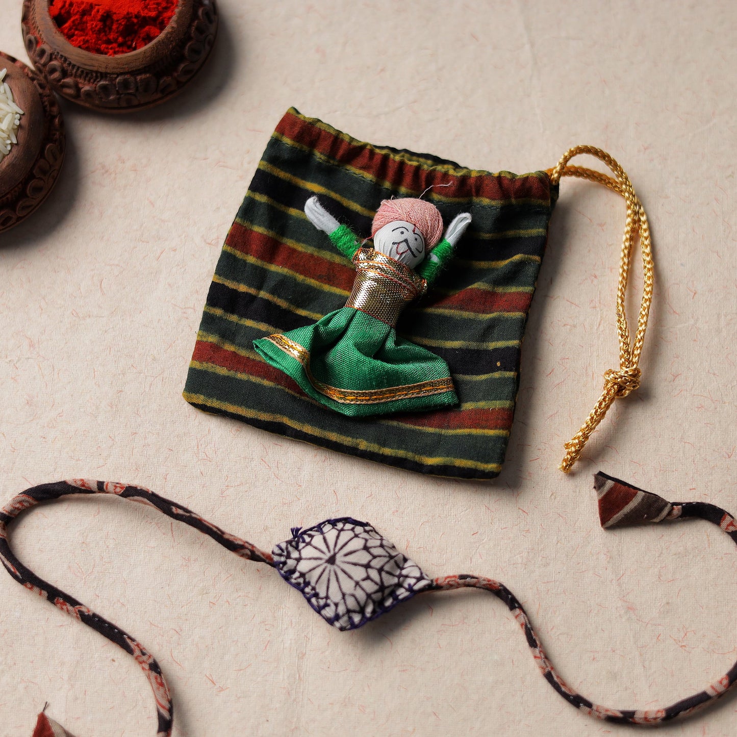 Handcrafted Embroidery Fabart Rakhi 17