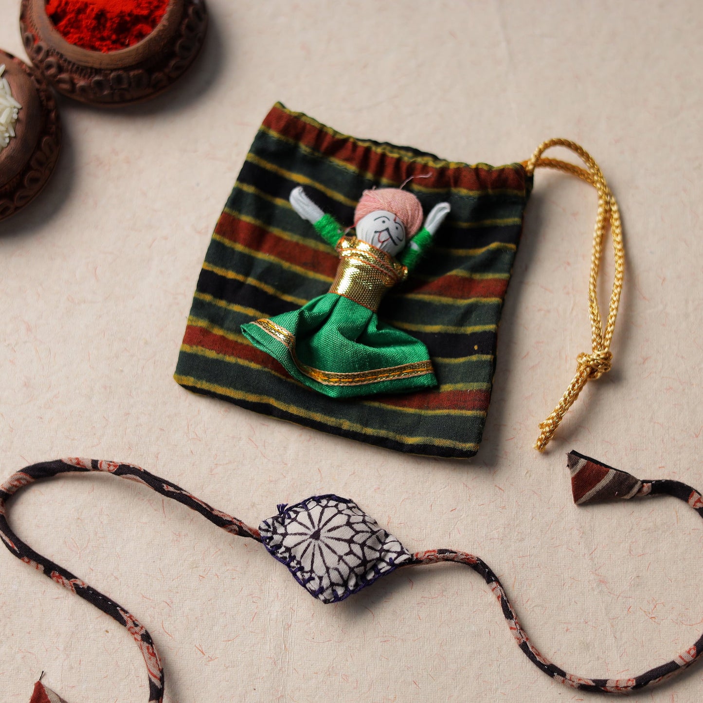 Handcrafted Embroidery Fabart Rakhi 17