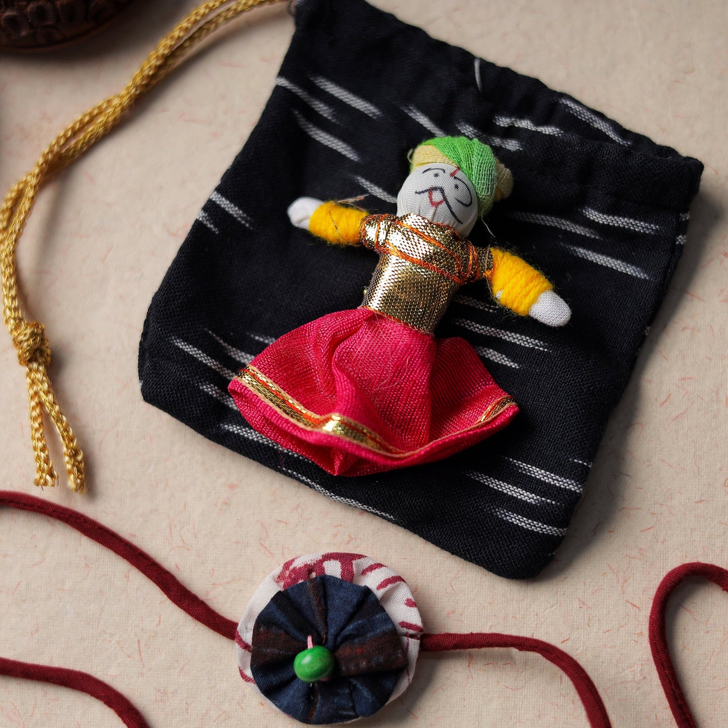 Handcrafted Flower Bead Work Fabart Rakhi 39