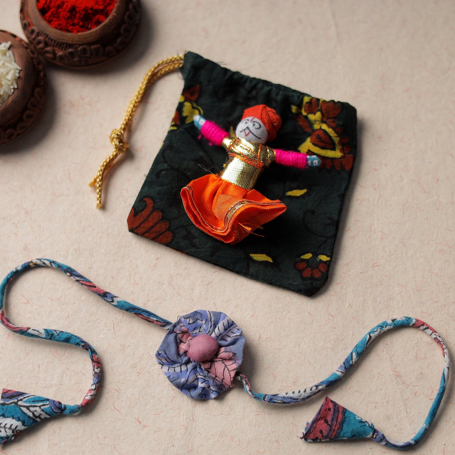Handcrafted Flower Fabart Rakhi 25