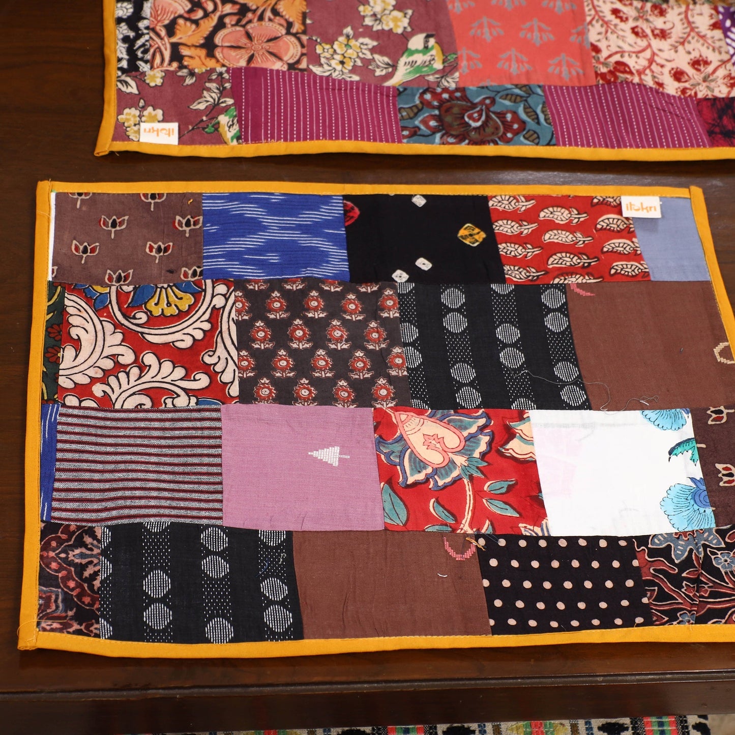 Handcrafted cotton fusion table runner set (set of 7) 35