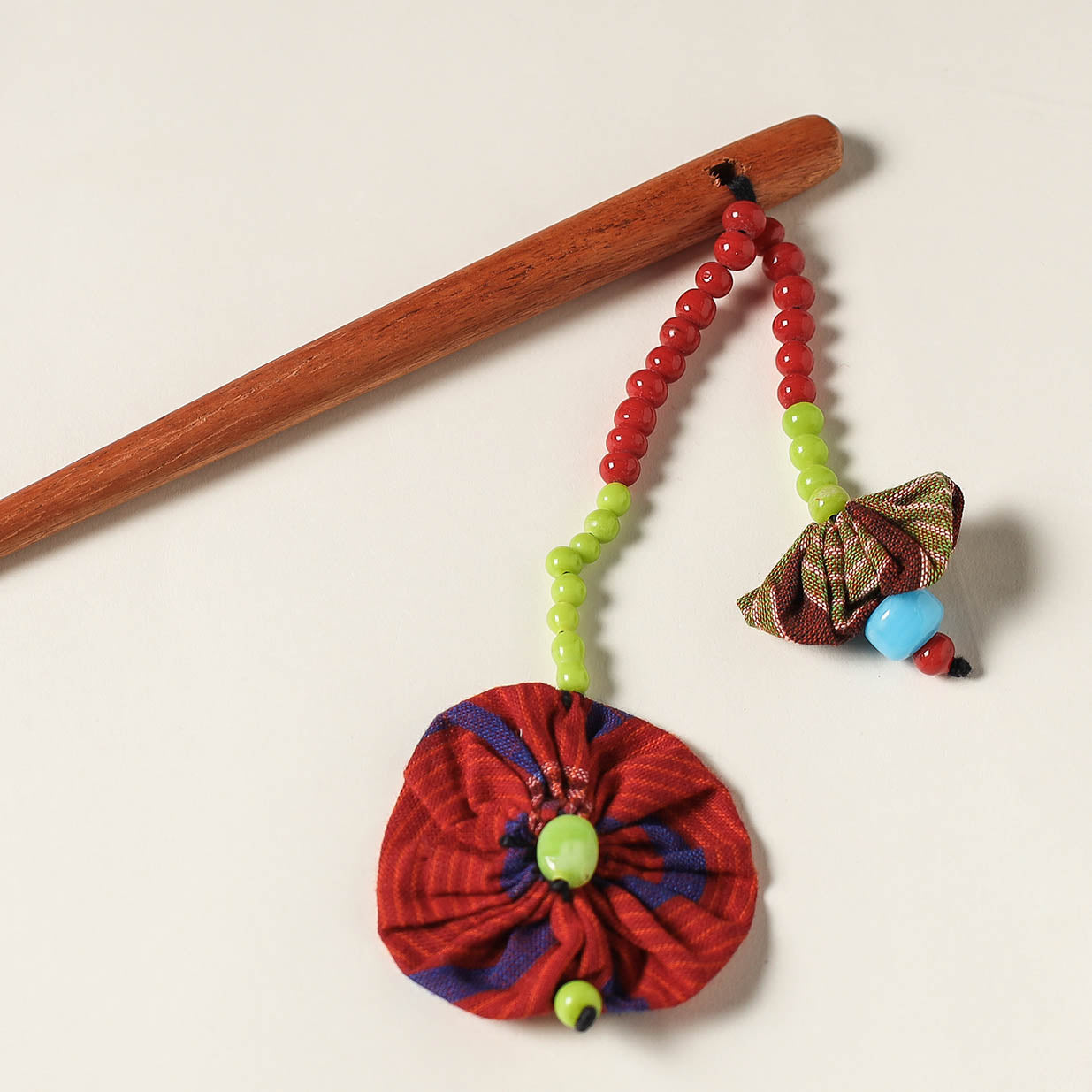 Handcrafted Gamcha Fabart Beadwork Wooden Juda Stick by Rangila Dhaga