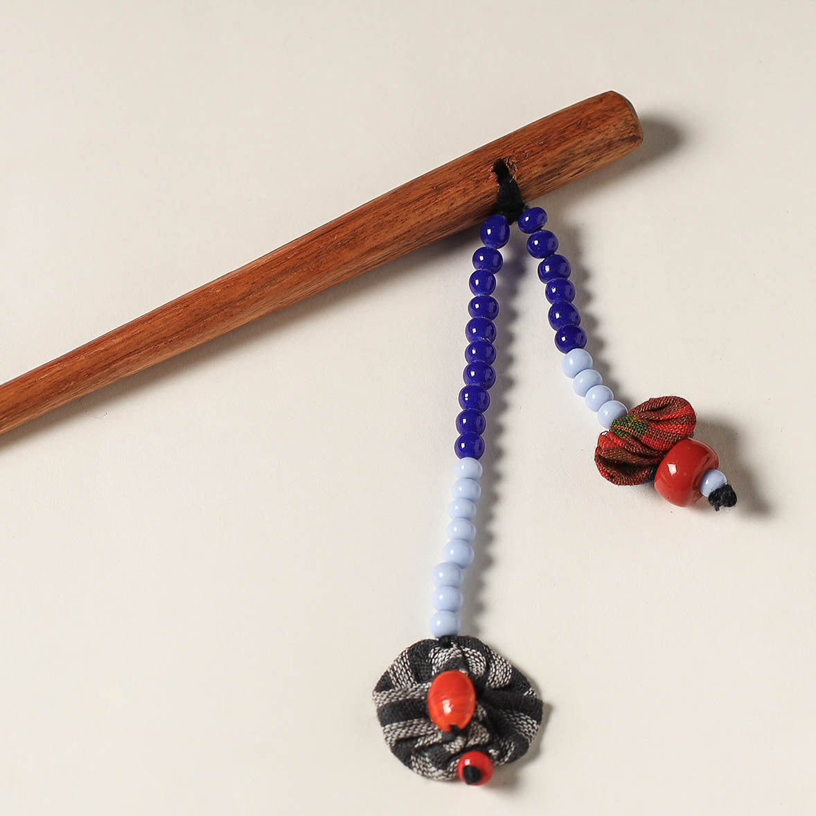Handcrafted Gamcha Fabart Beadwork Wooden Juda Stick by Rangila Dhaga