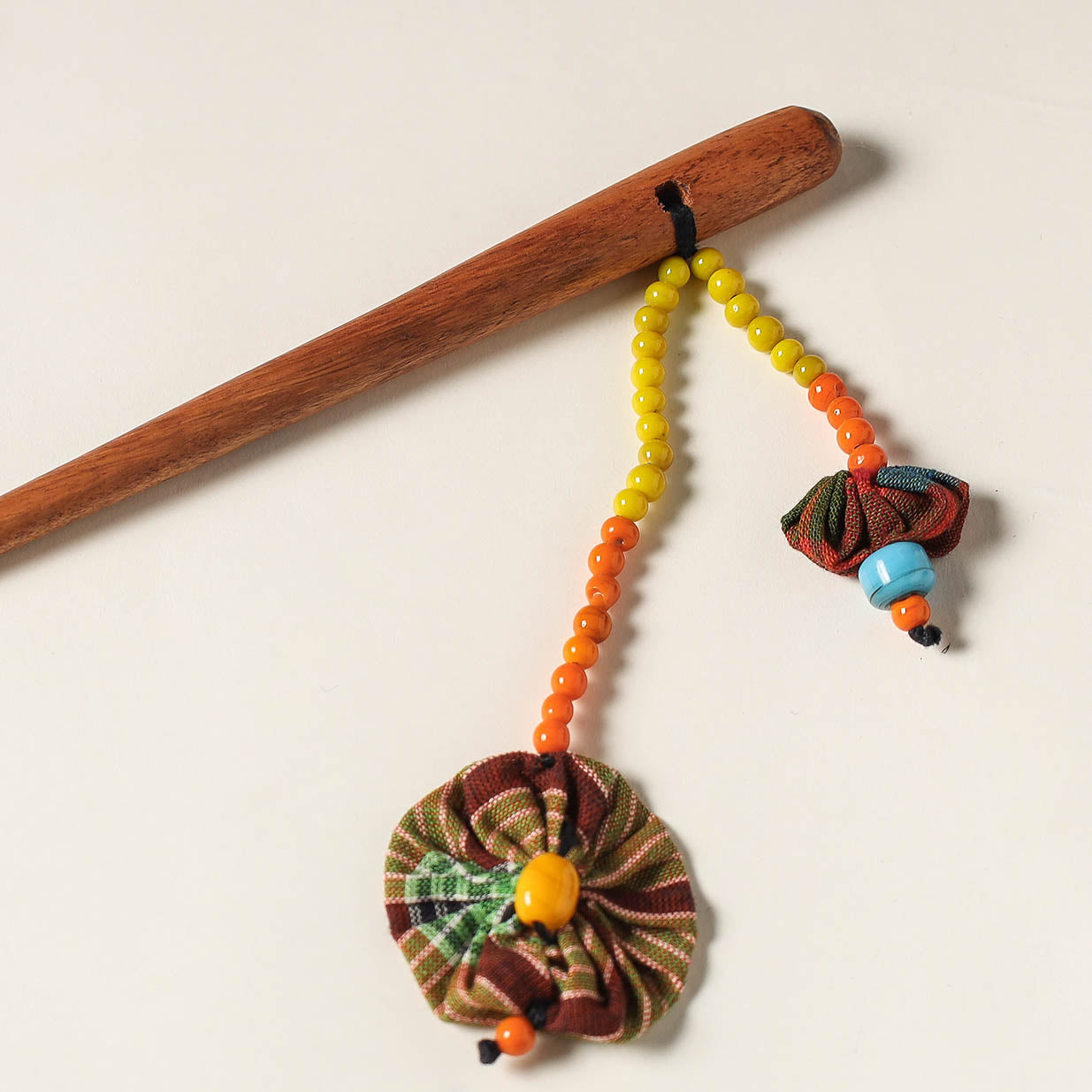 Handcrafted Gamcha Fabart Beadwork Wooden Juda Stick by Rangila Dhaga