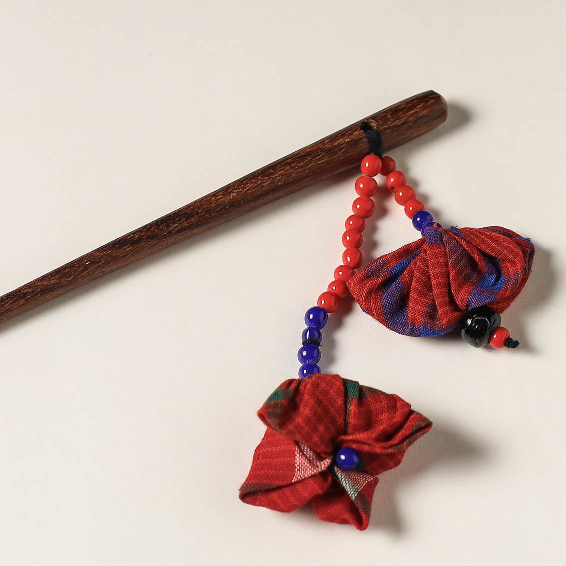 Handcrafted Gamcha Fabart Beadwork Wooden Juda Stick by Rangila Dhaga