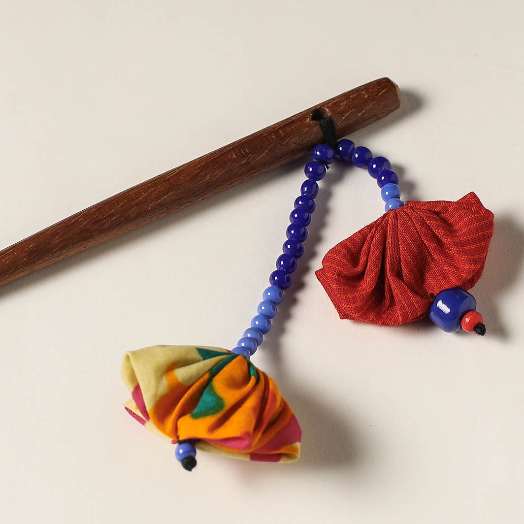 Handcrafted Gamcha Fabart Beadwork Wooden Juda Stick by Rangila Dhaga