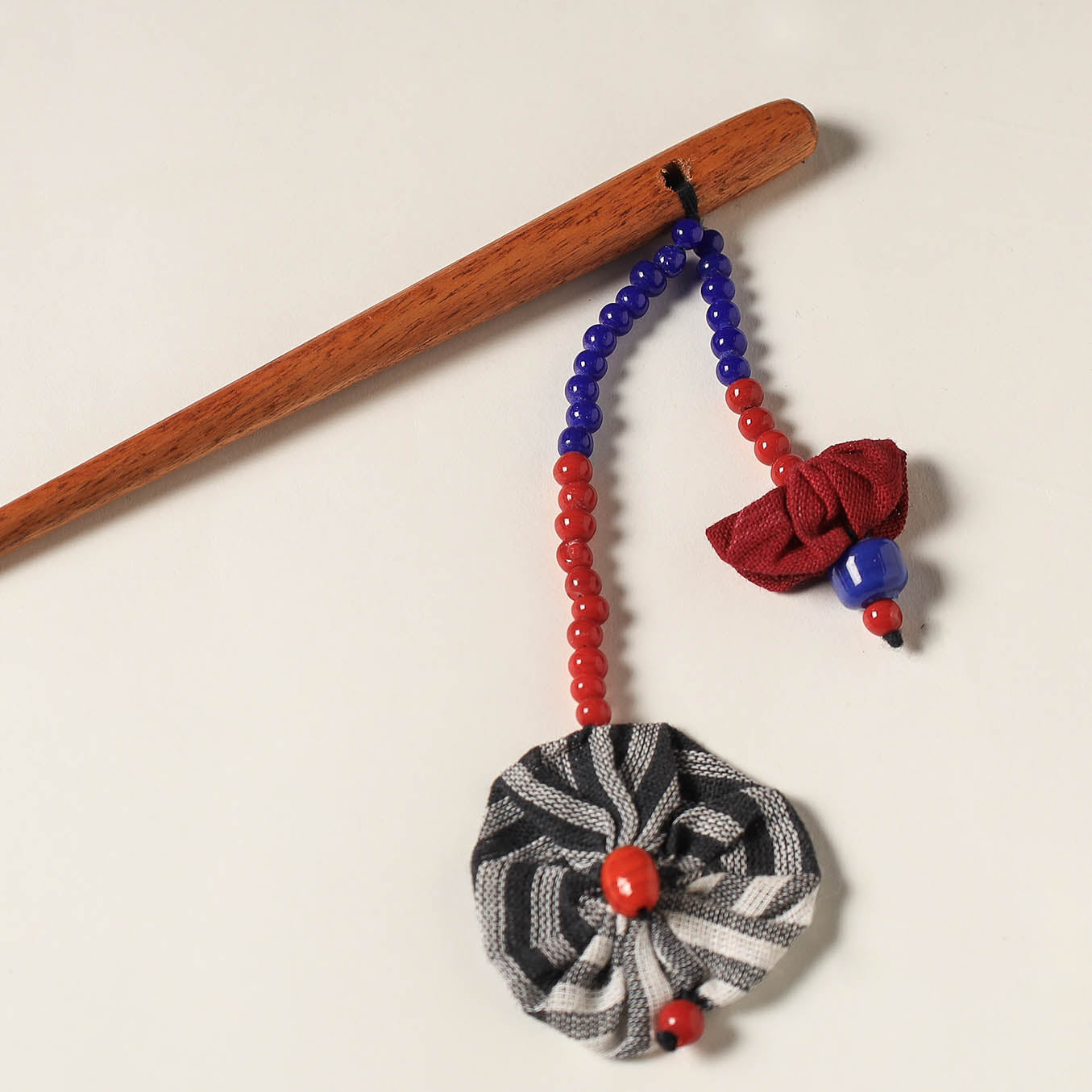 Handcrafted Gamcha Fabart Beadwork Wooden Juda Stick by Rangila Dhaga