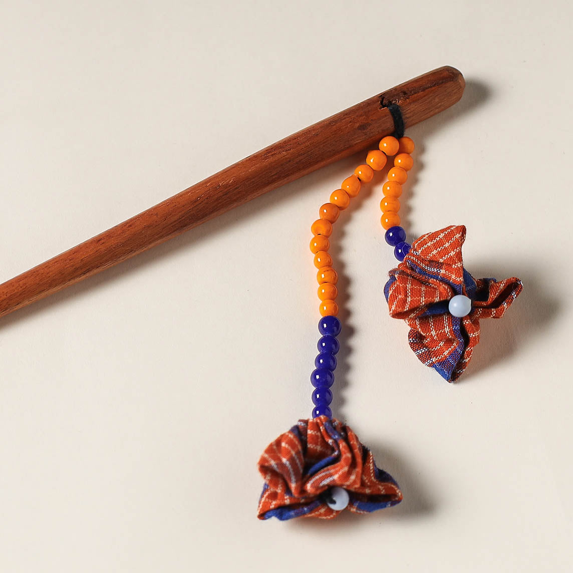 Handcrafted Gamcha Fabart Beadwork Wooden Juda Stick by Rangila Dhaga