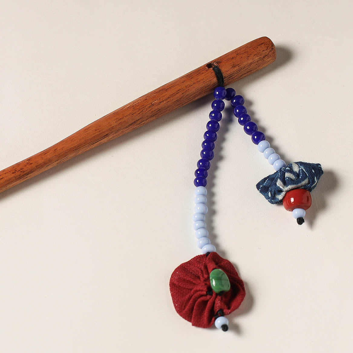 Handcrafted Gamcha Fabart Beadwork Wooden Juda Stick by Rangila Dhaga