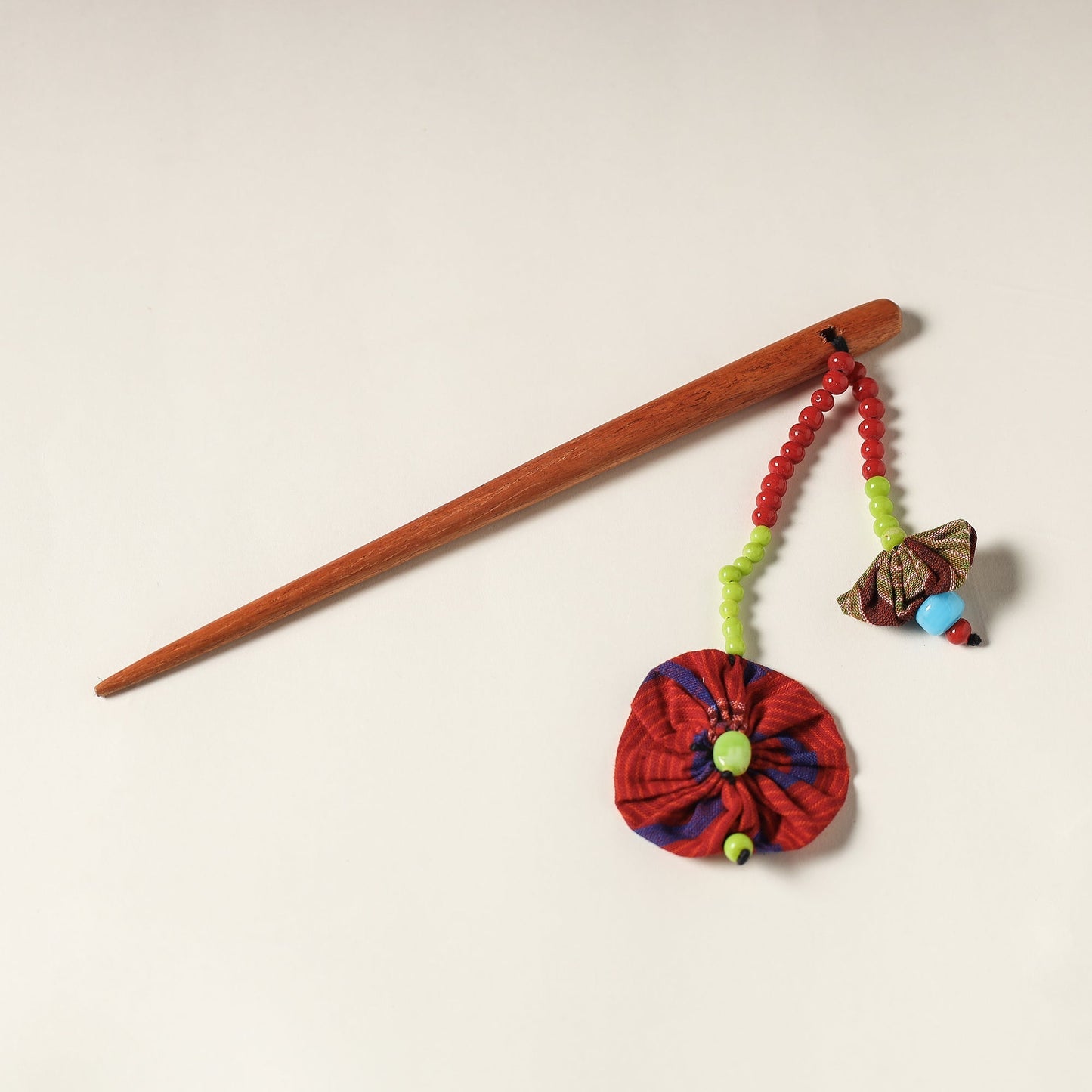 Handcrafted Gamcha Fabart Beadwork Wooden Juda Stick by Rangila Dhaga