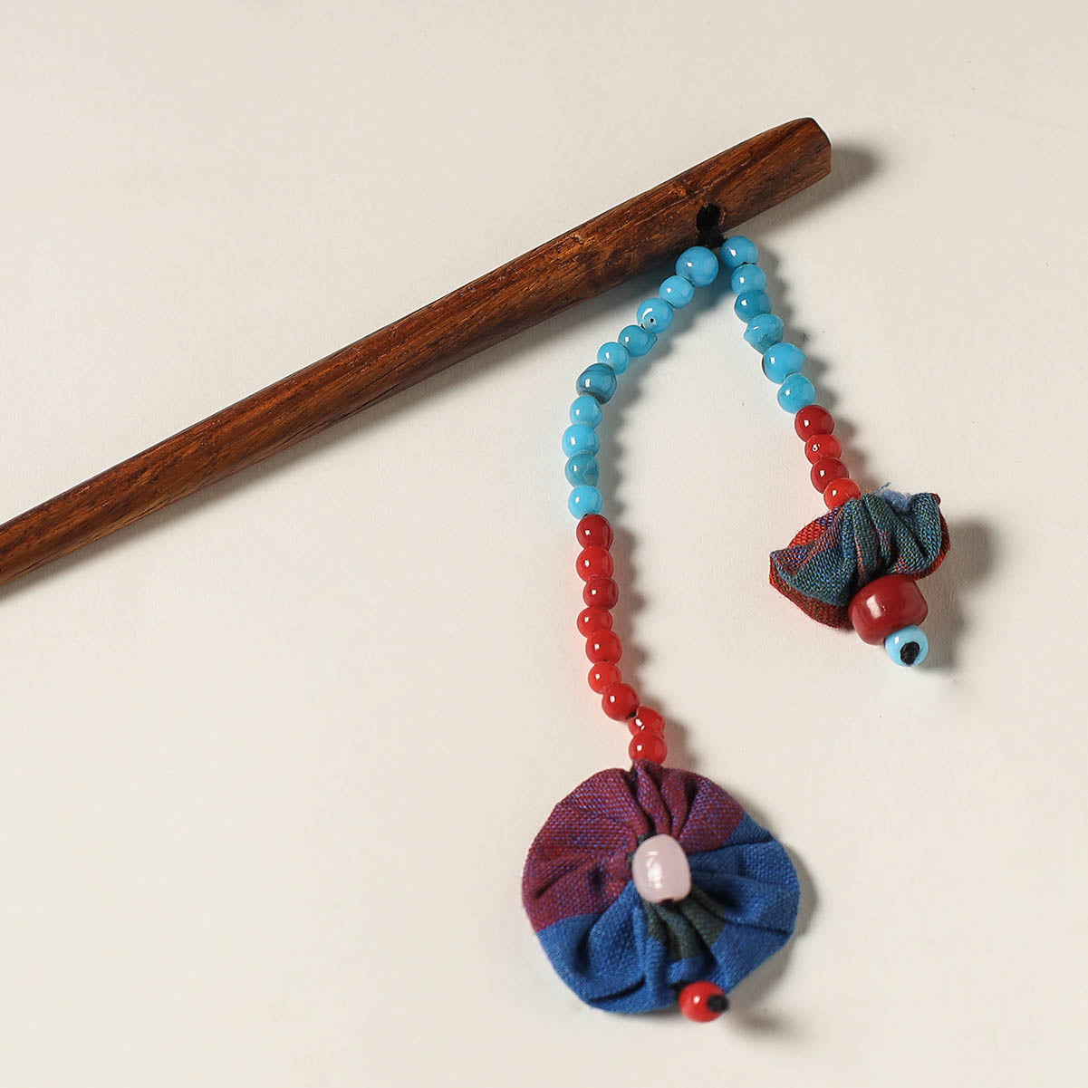 Handcrafted Gamcha Fabart Beadwork Wooden Juda Stick by Rangila Dhaga