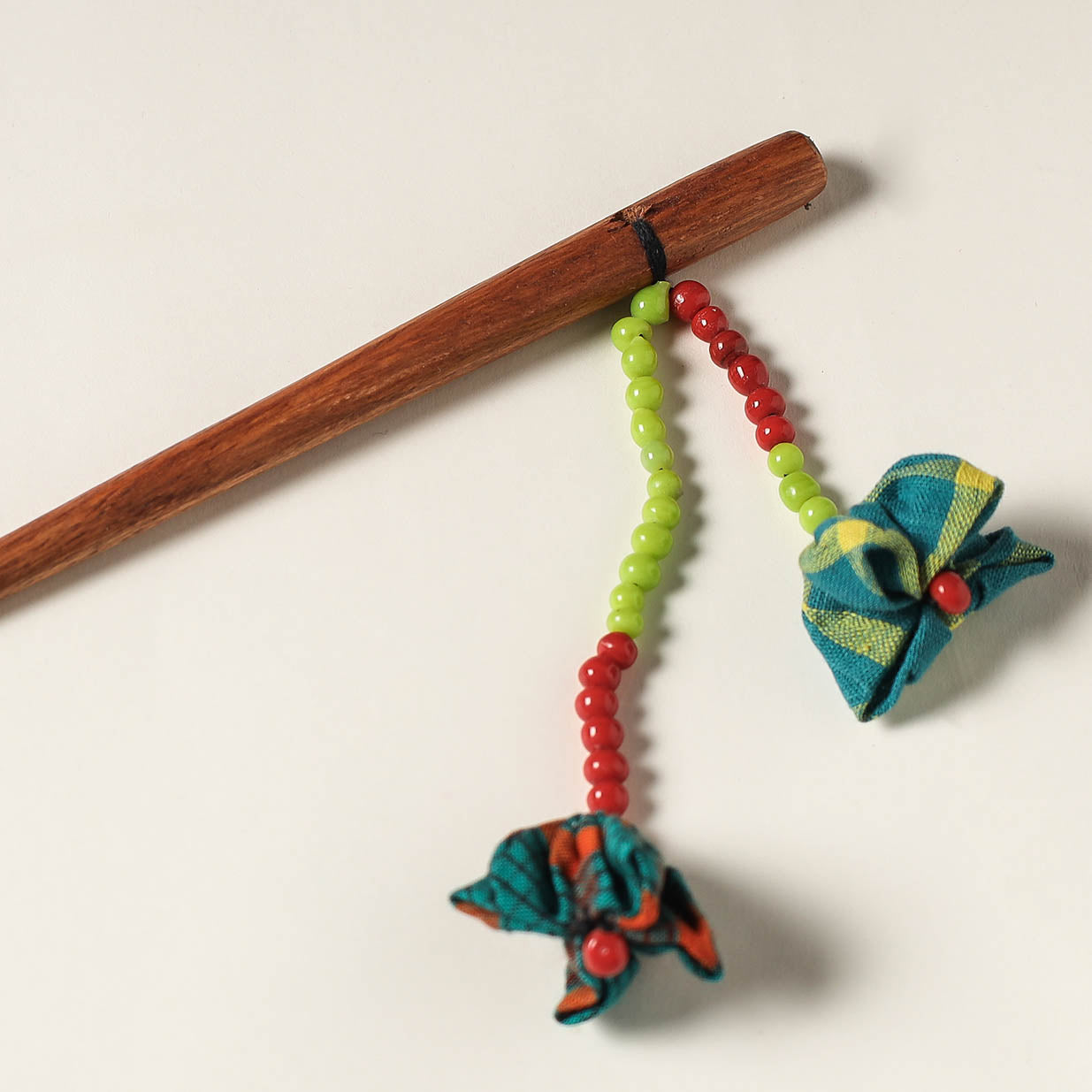 Handcrafted Gamcha Fabart Beadwork Wooden Juda Stick by Rangila Dhaga