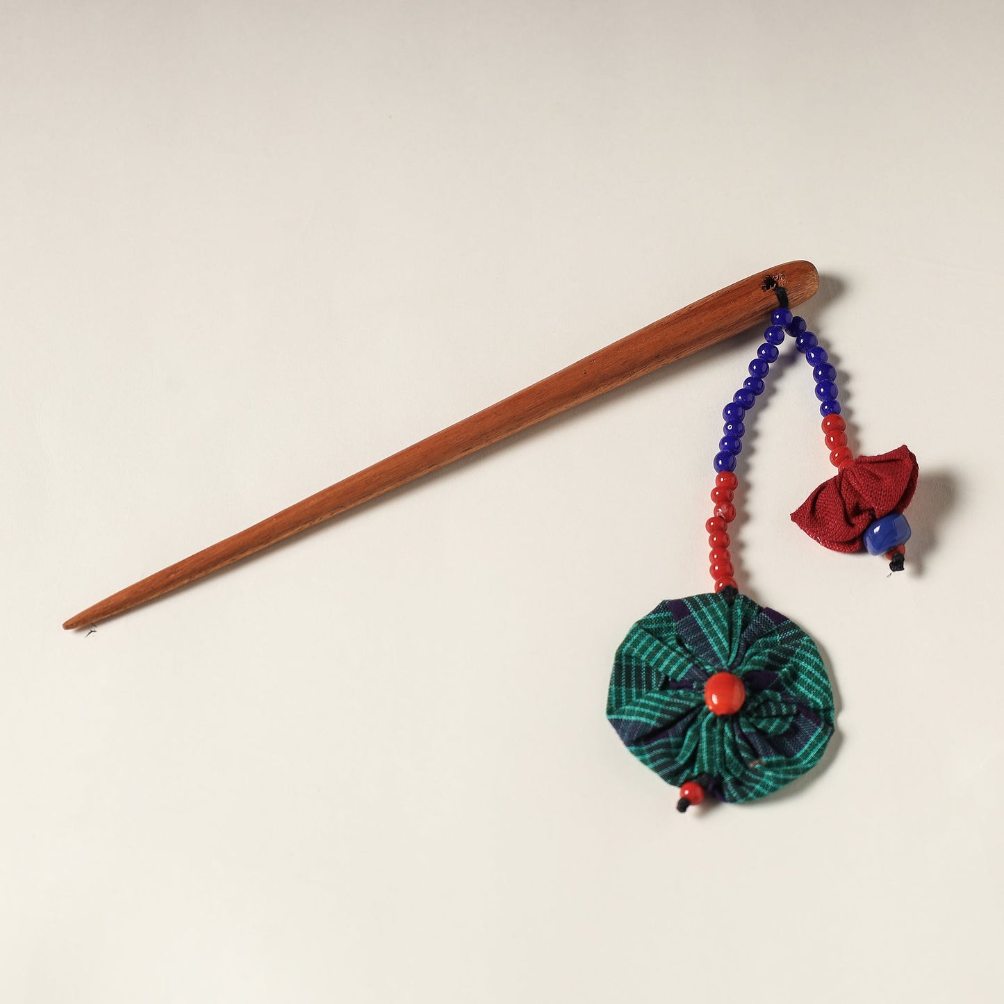 Handcrafted Gamcha Fabart Beadwork Wooden Juda Stick by Rangila Dhaga
