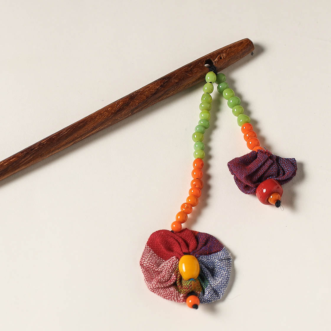 Handcrafted Gamcha Fabart Beadwork Wooden Juda Stick by Rangila Dhaga