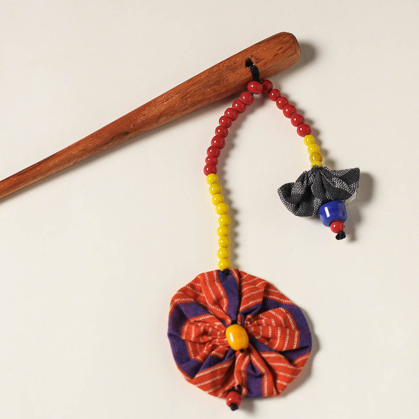 Handcrafted Gamcha Fabart Beadwork Wooden Juda Stick by Rangila Dhaga