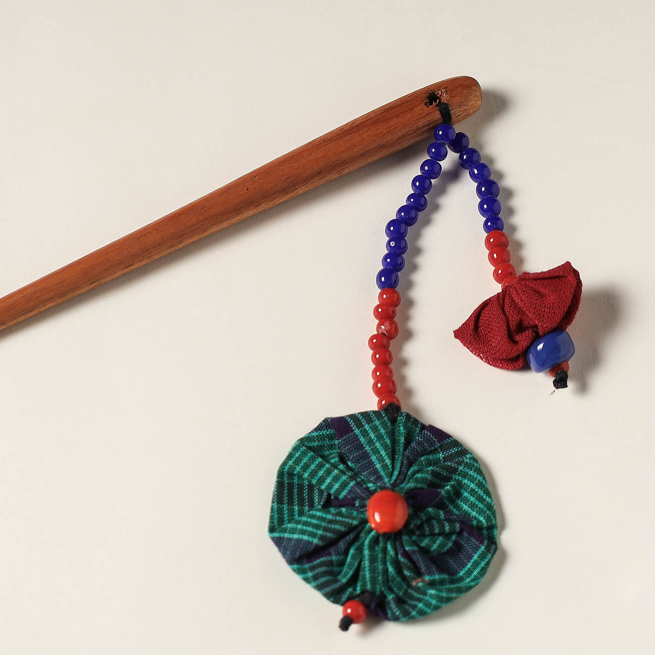 Handcrafted Gamcha Fabart Beadwork Wooden Juda Stick by Rangila Dhaga