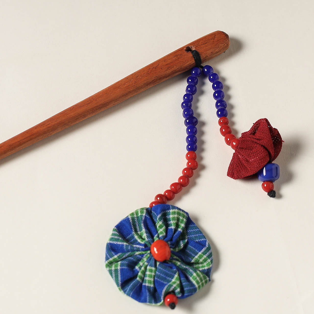 Handcrafted Gamcha Fabart Beadwork Wooden Juda Stick by Rangila Dhaga