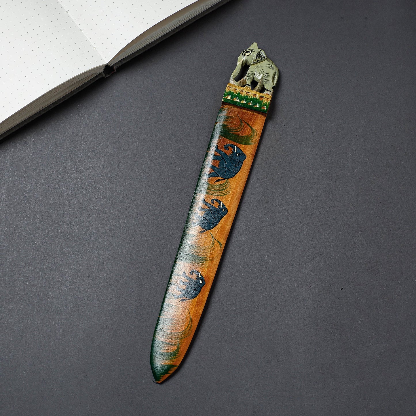 Buy Handcrafted Kadam Wood Rajasthani Handpainted Paper Cutter/ Paper Knife Online at iTokri.com