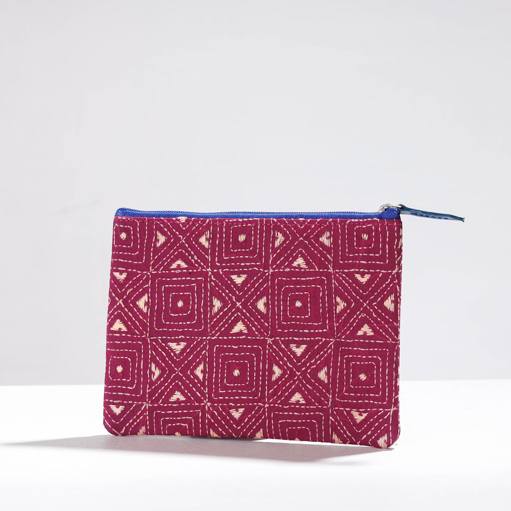 Handcrafted Kantha Embroidery Multipurpose Pouch