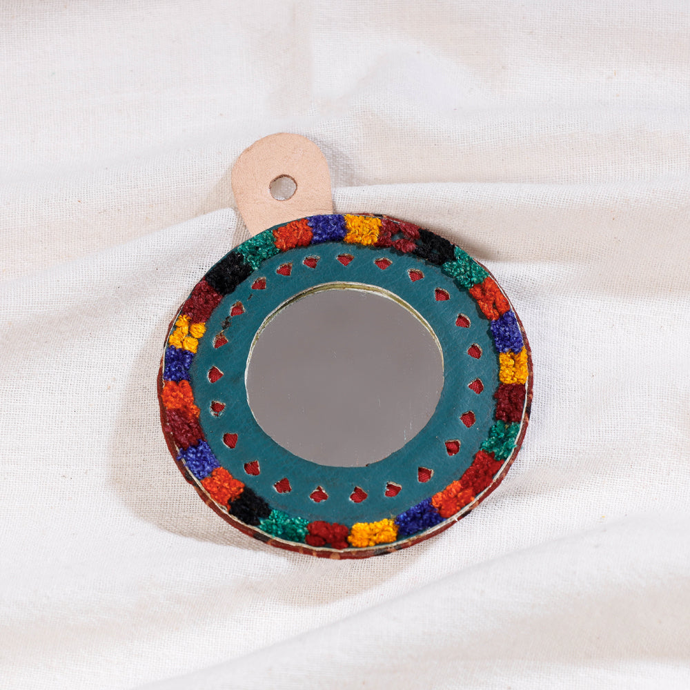Handcrafted Kutch Blue Hand Mirror