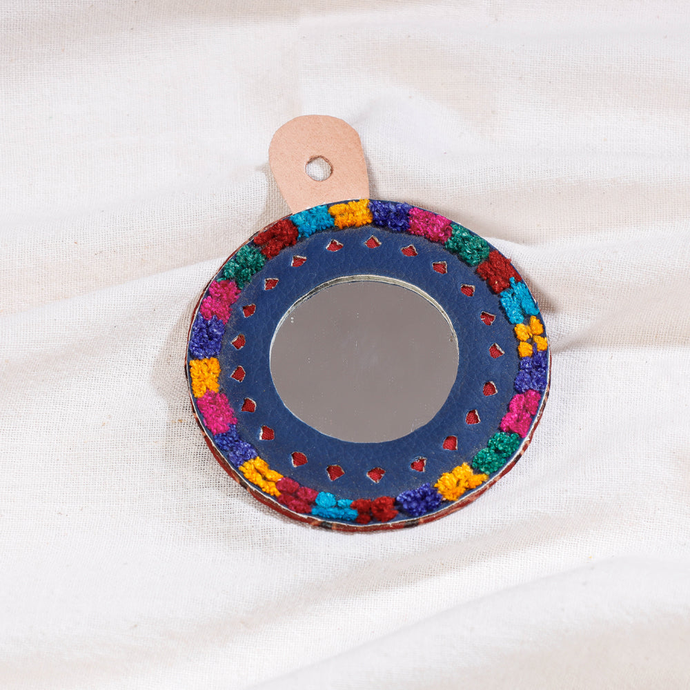 Blue Handcrafted Kutch Hand Mirror (small)