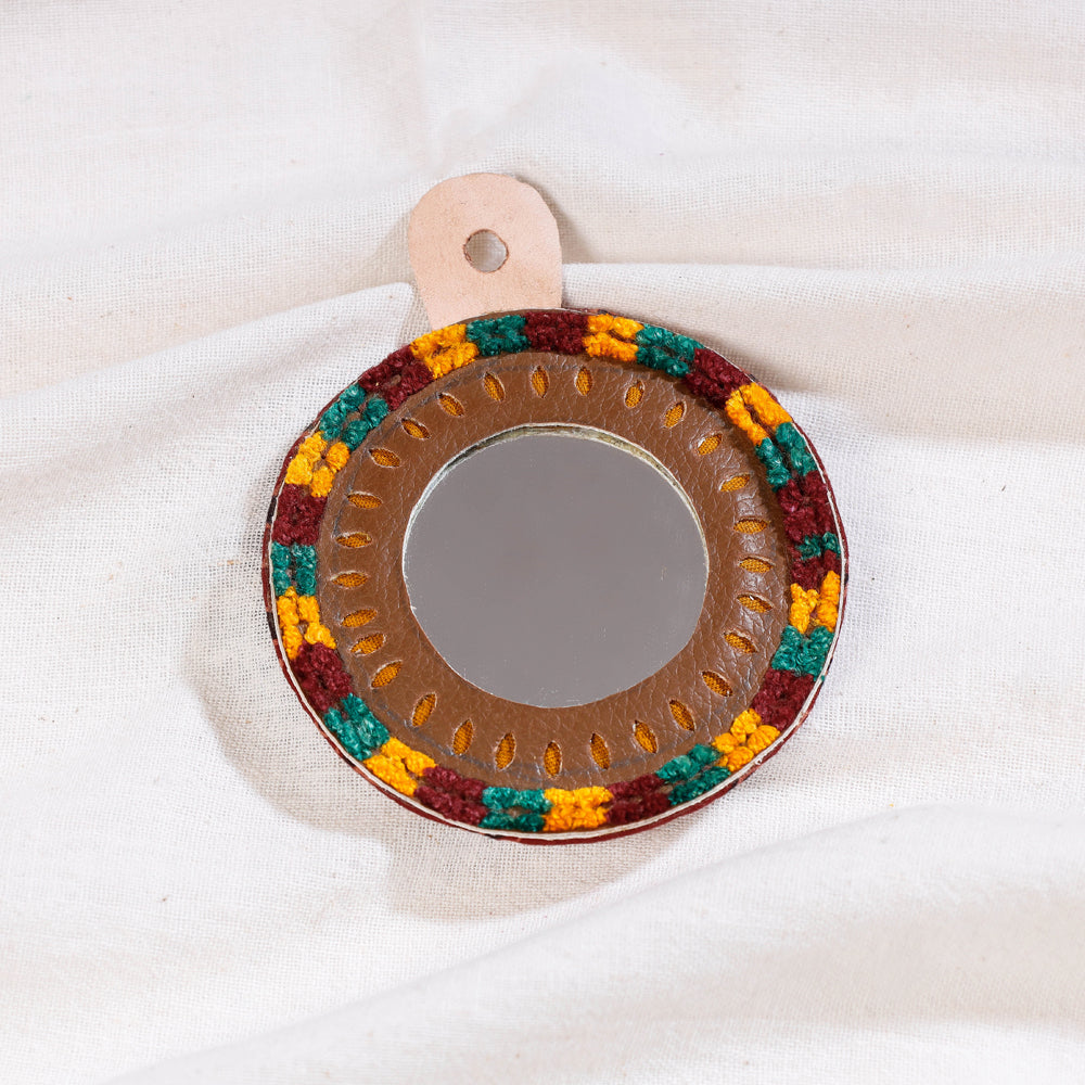 Handcrafted Brown Kutch Hand Mirror (small)