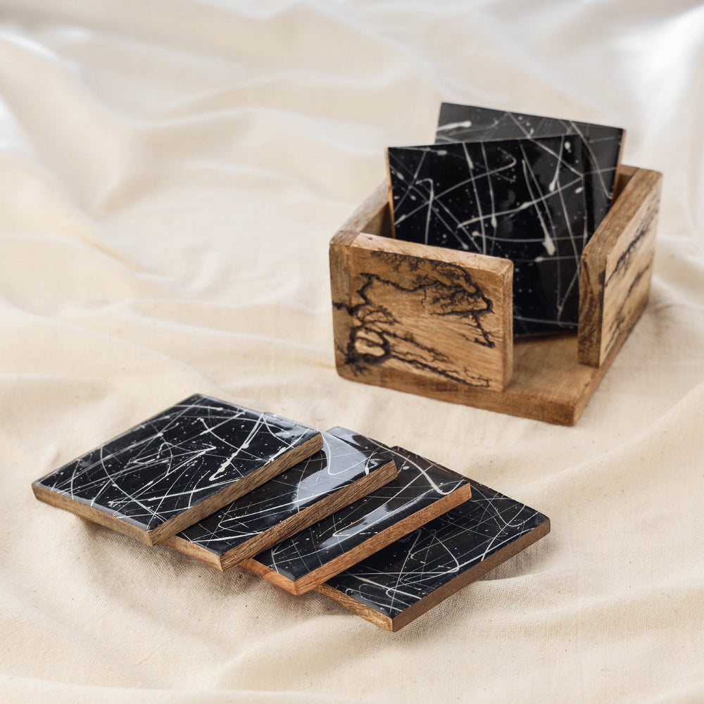 Handcrafted Mango Wooden Coasters (Set of 6) Online at iTokri.com