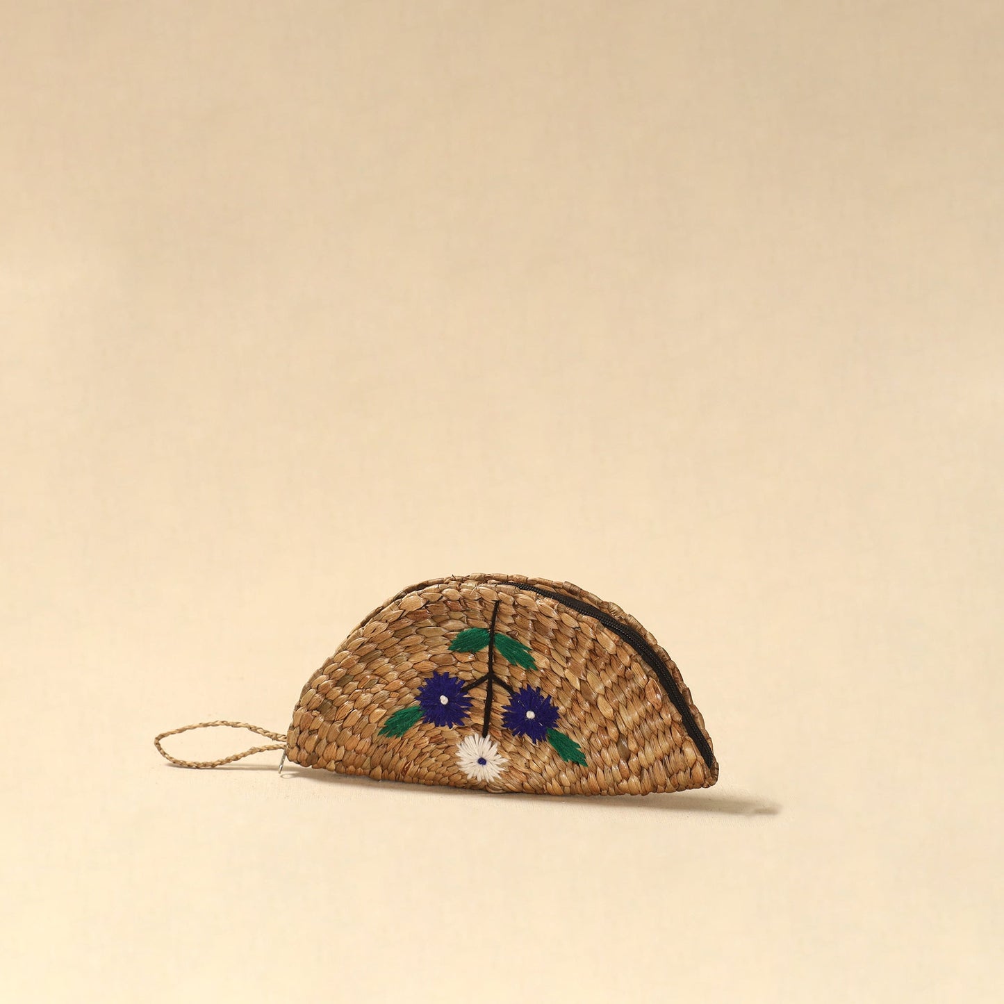 Handcrafted natural water hyacinth reed hand embroidered