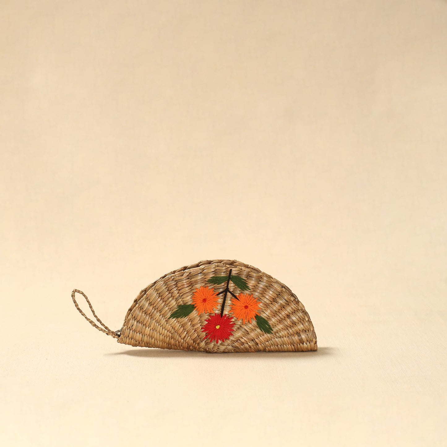 Handcrafted natural water hyacinth reed hand embroidered