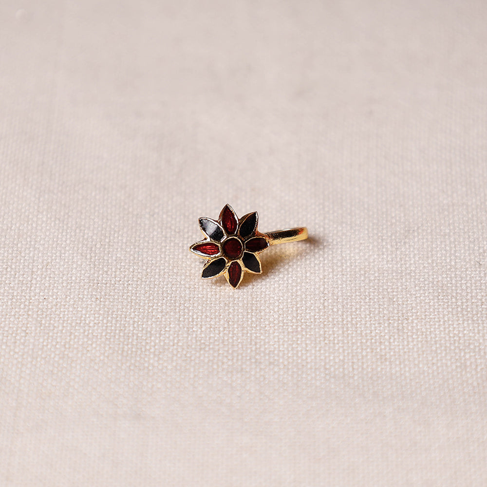 Handcrafted Paka Meenakari Nose Clip-on by Madhumoy Mukherjee