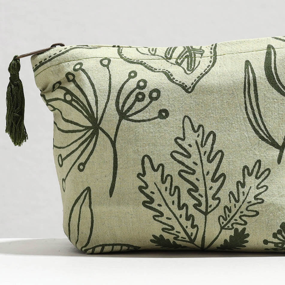 Handcrafted Printed Cotton Cosmetic Pouch