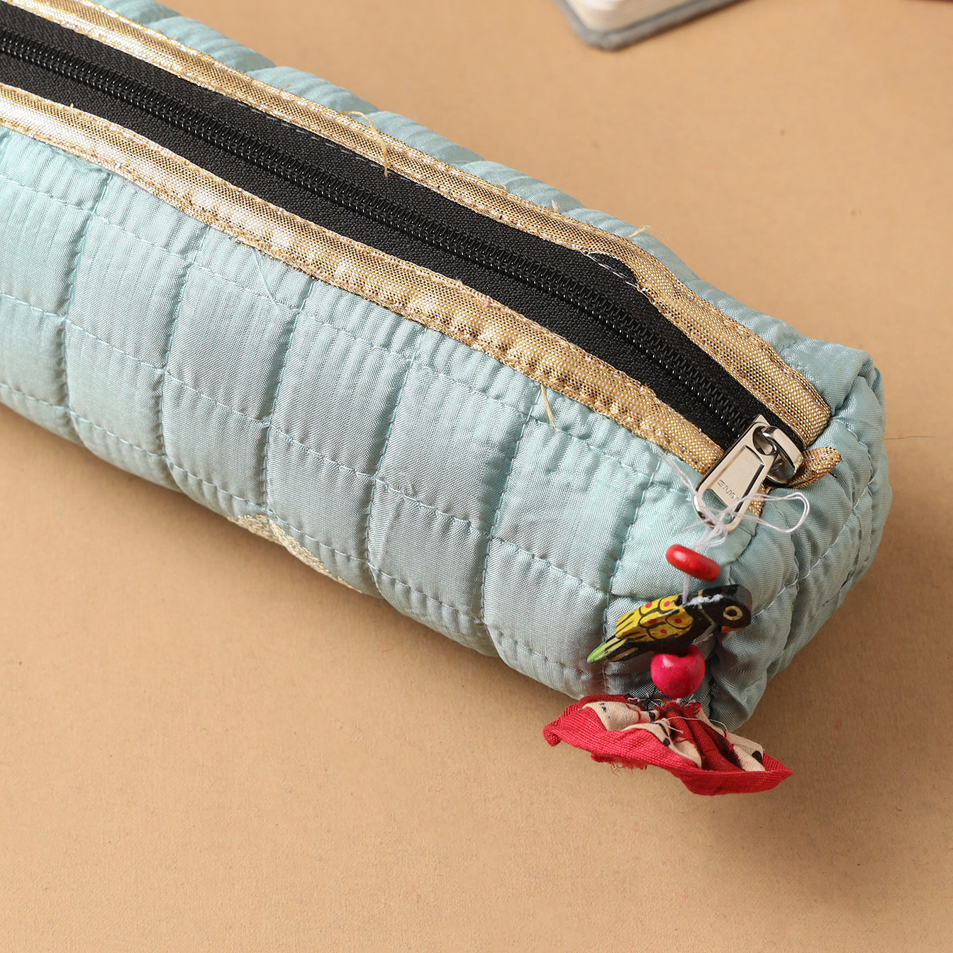 Handcrafted Quilted Banarasi Pencil Pouch