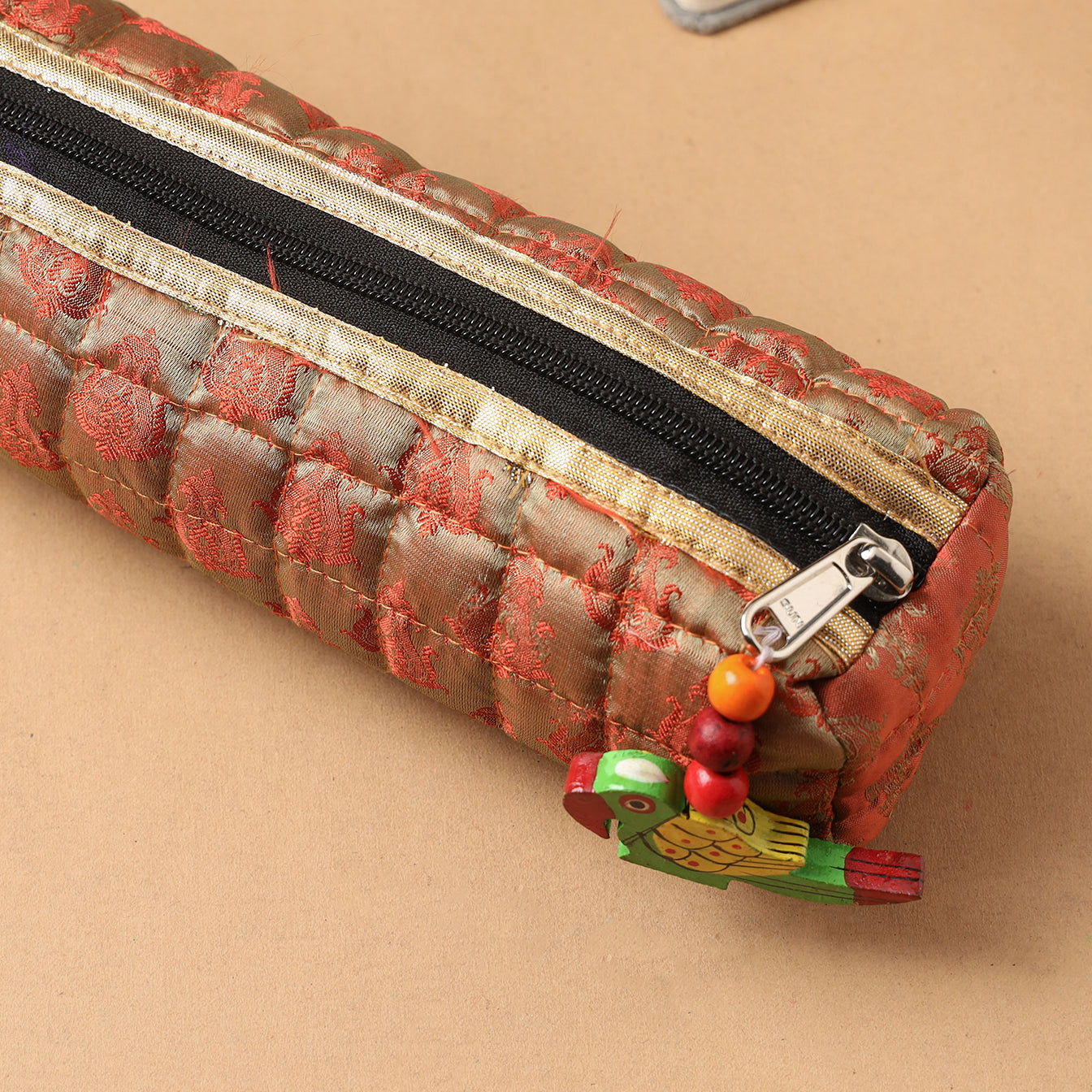 Handcrafted Quilted Banarasi Multipurpose Pencil Pouch 54