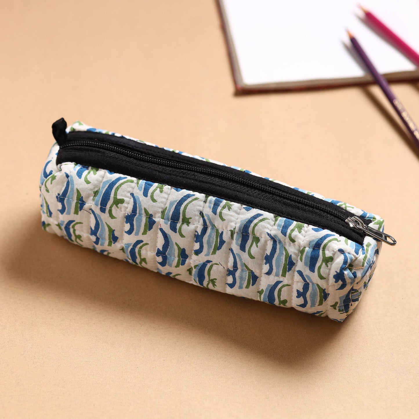 Handcrafted Quilted Jaipur Prints Multipurpose Pencil Pouch 06