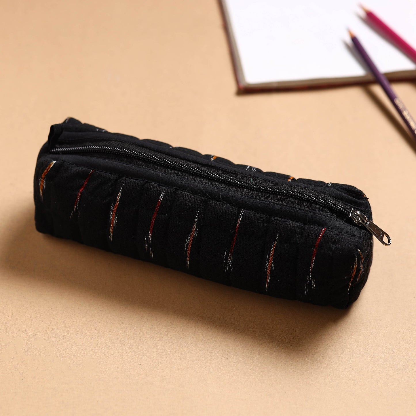 Handcrafted Quilted Pochampally Ikat Multipurpose Pencil Pouch 02