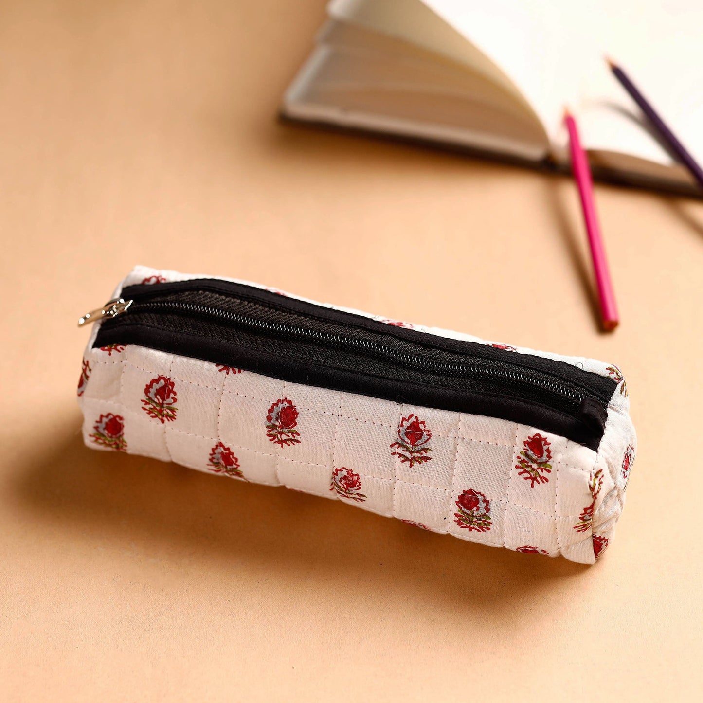 Handcrafted Quilted Sanganeri Multipurpose Pencil Pouch 01