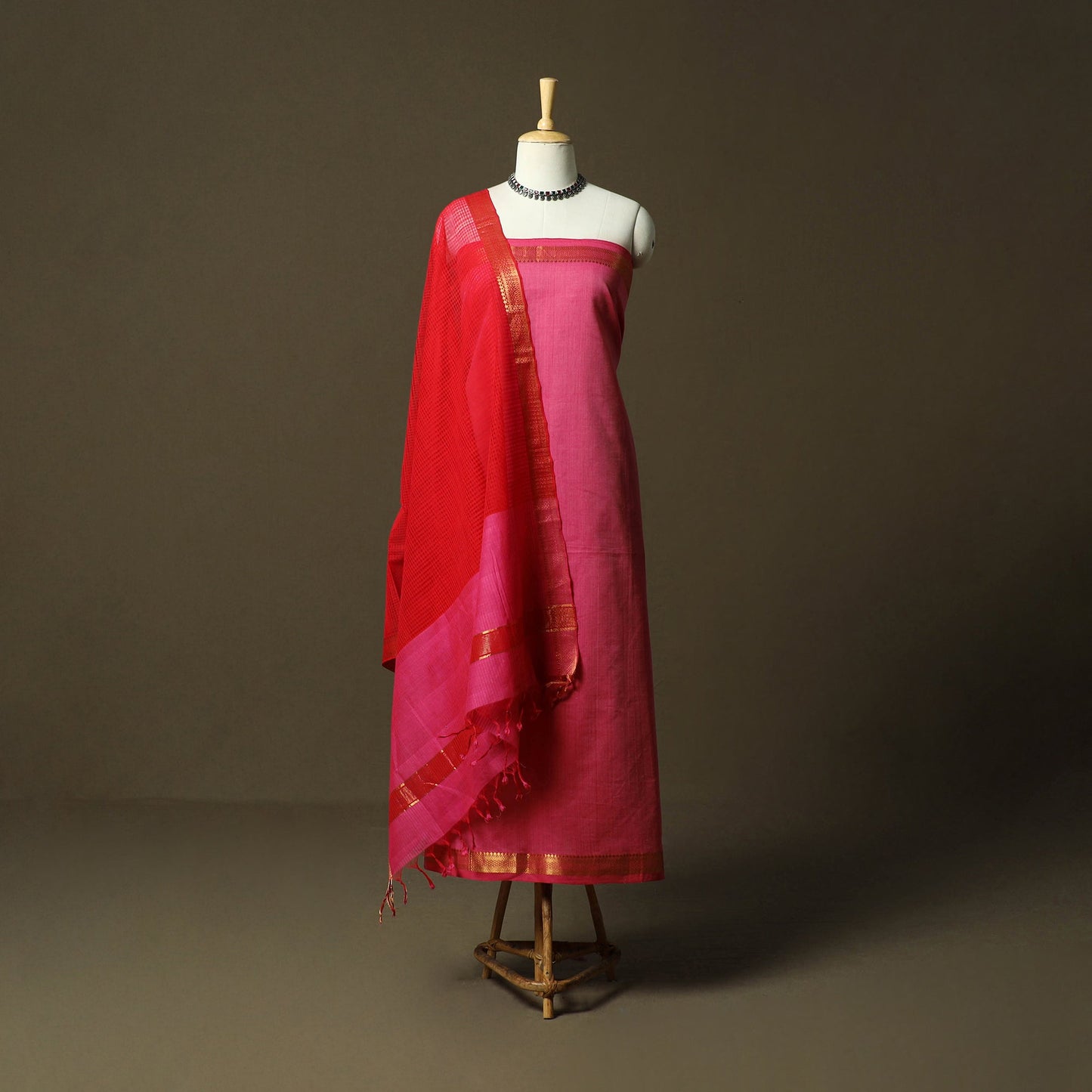 Handloom cotton mangalagiri 3pc unstitched dress material