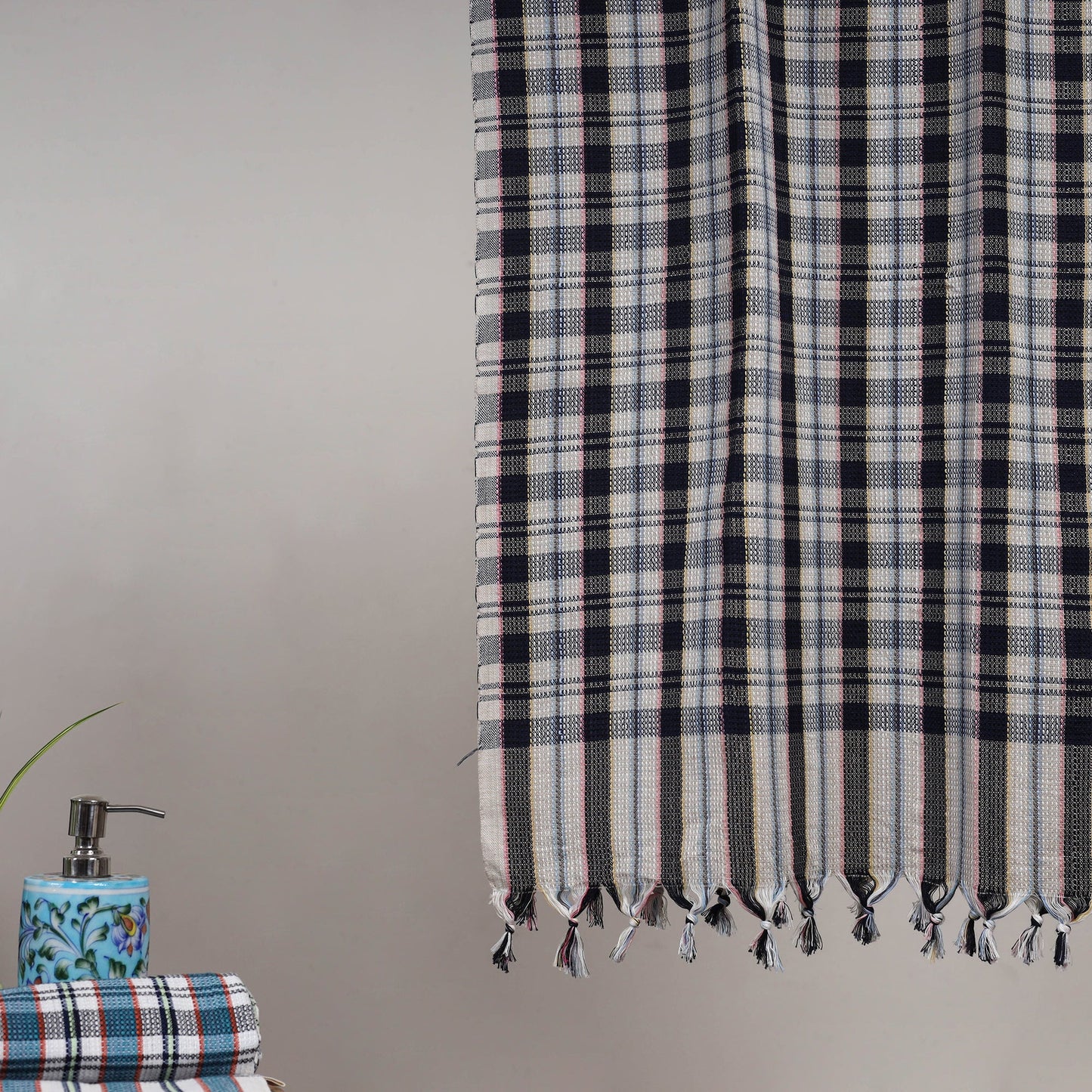 Handloom fine cotton checks bath towel 14 - handcrafted