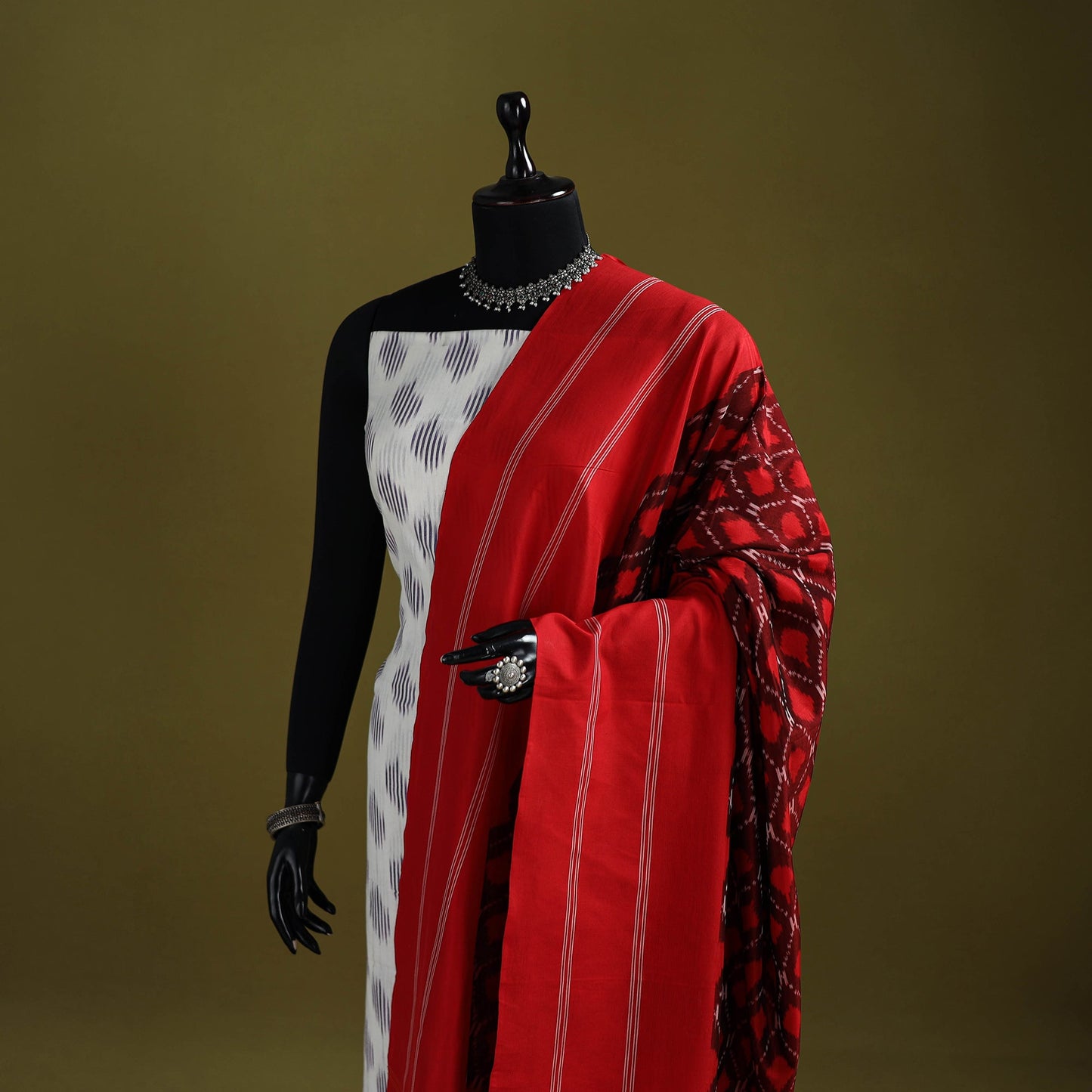Handloom mercerised cotton pochampally ikat dupatta 36