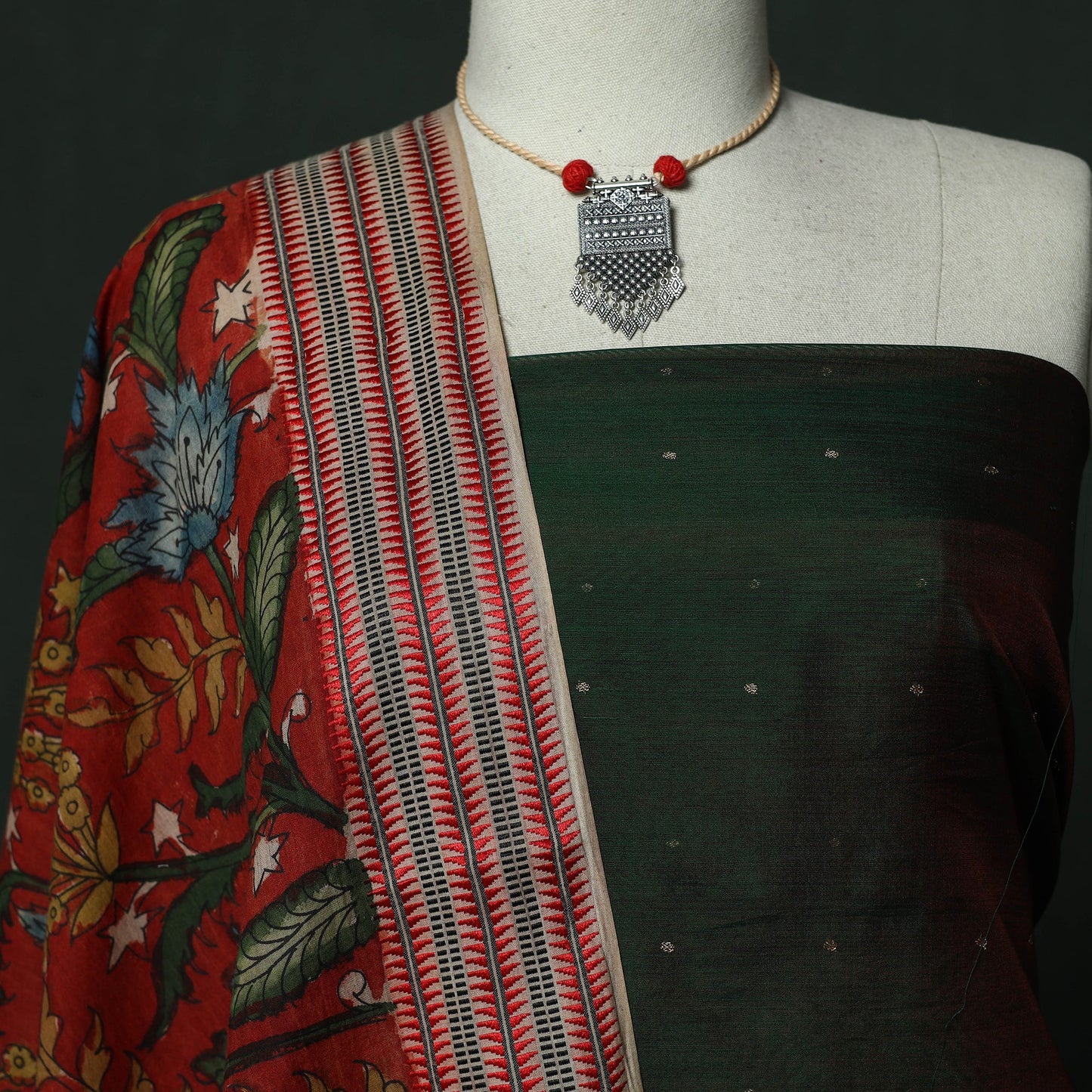 Handloom zari buti chanderi silk 2pc unstitched dress