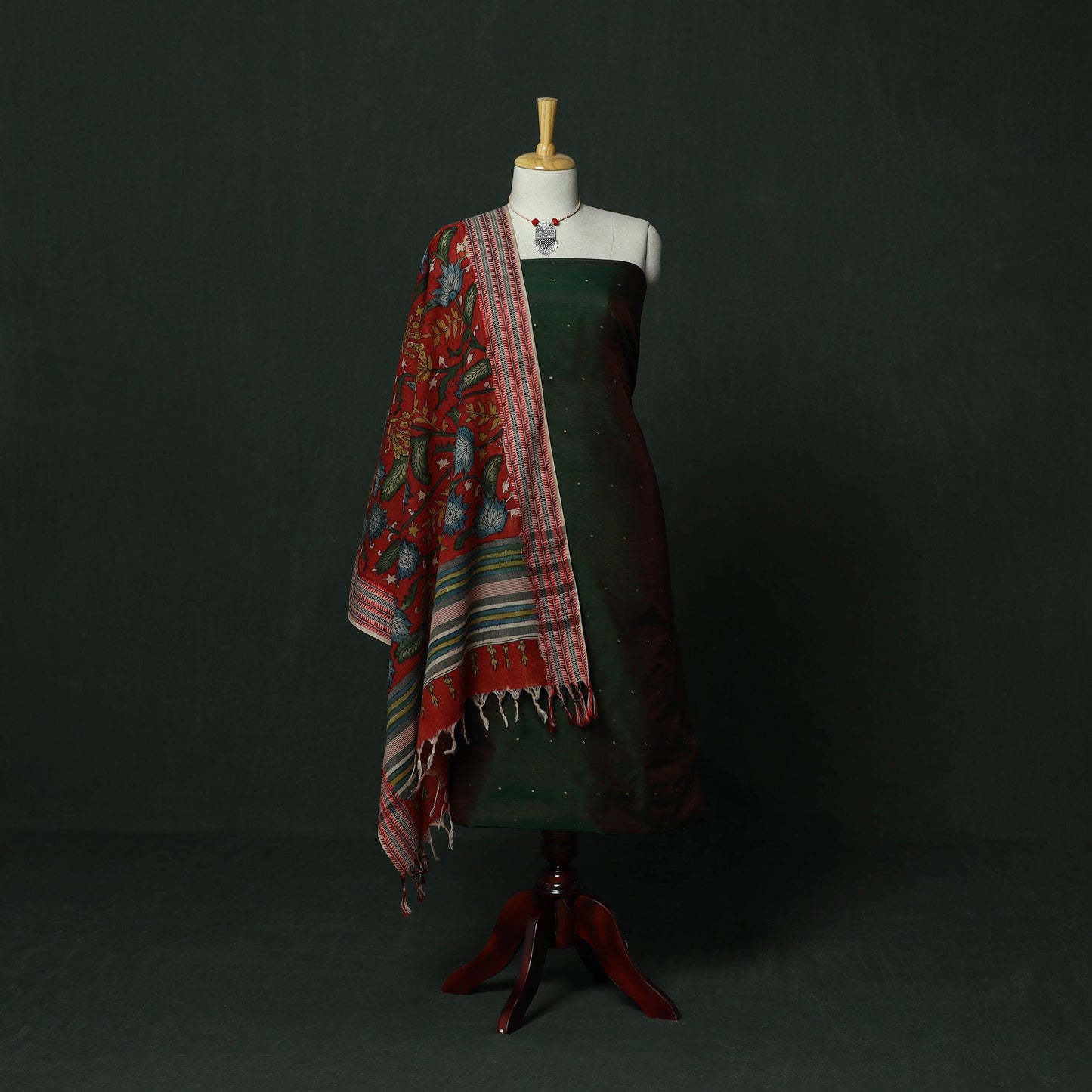 Handloom zari buti chanderi silk 2pc unstitched dress